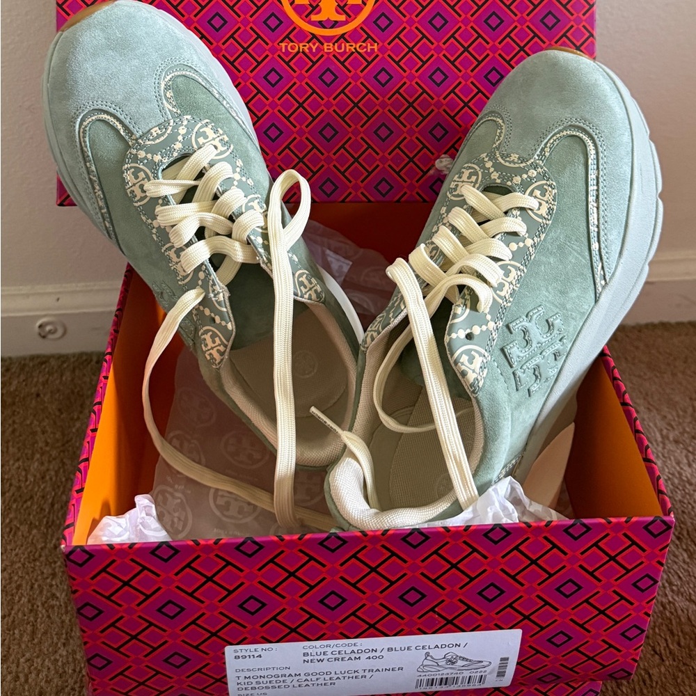 Tory Burch Blue Celadon Good Luck Trainer 🐋